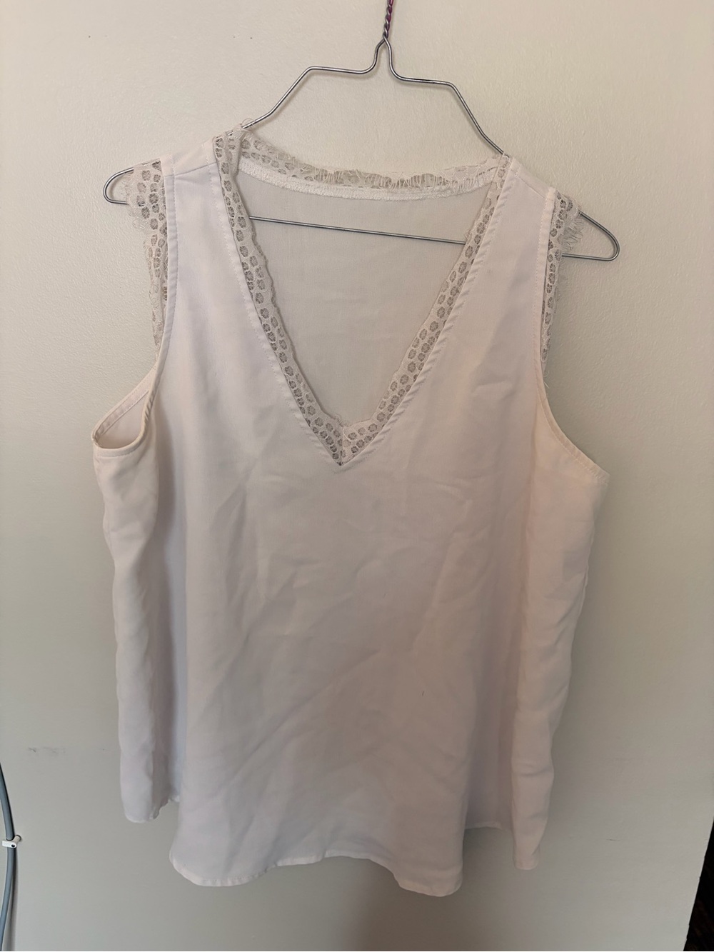 Women's Lace-Trim V-Neck Tank Top - White